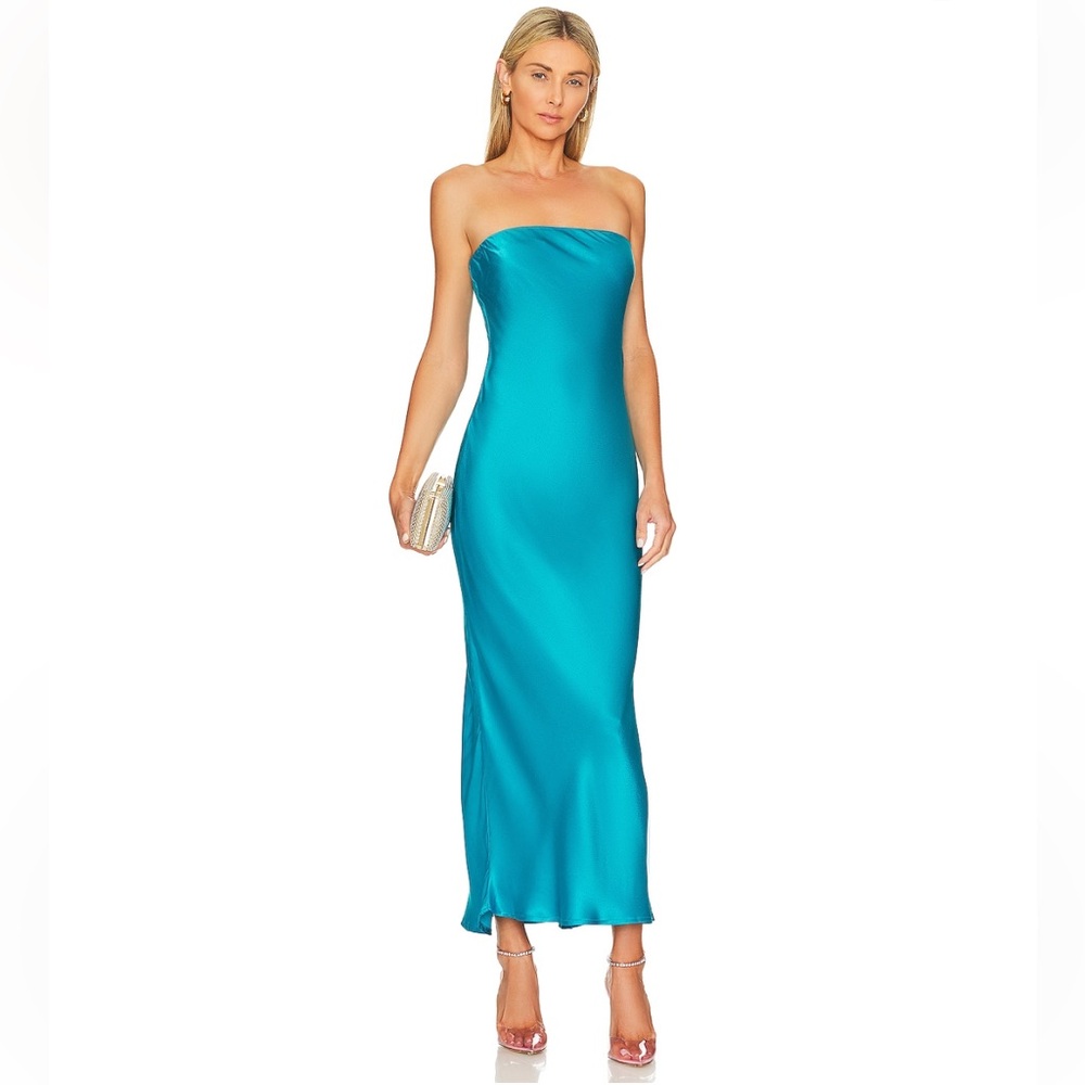 Strapless Turquoise-Blue Maxi Dress